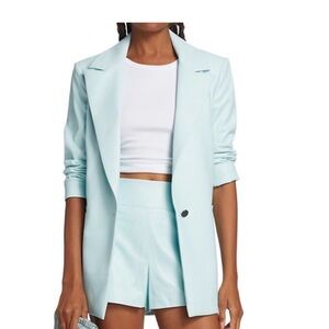 Alice + Olivia Pastel Blue Blazer faux leather
